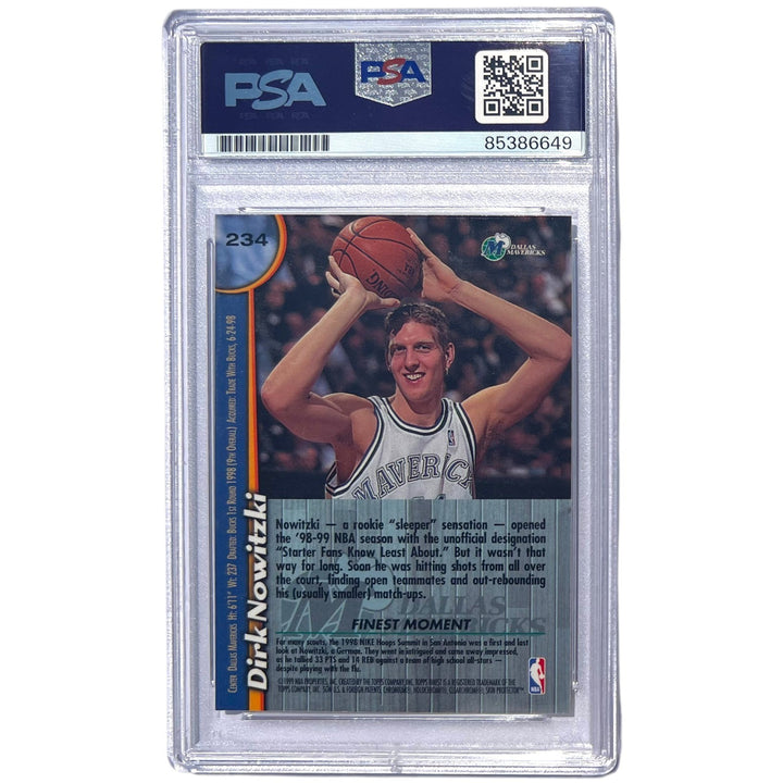 DIRK NOWITZKI SIGNED 1998 TOPPS FINEST ROOKIE CARD #234 MAVERICKS AUTO PSA/DNA