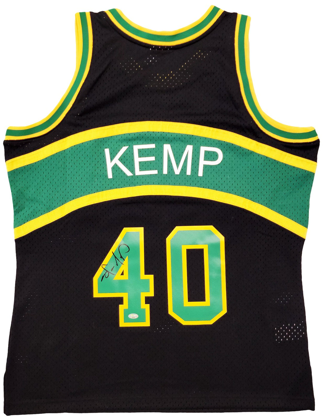 Supersonics Shawn Kemp Auto Black Authentic Mitchell Ness HWCs Swingman Jersey L