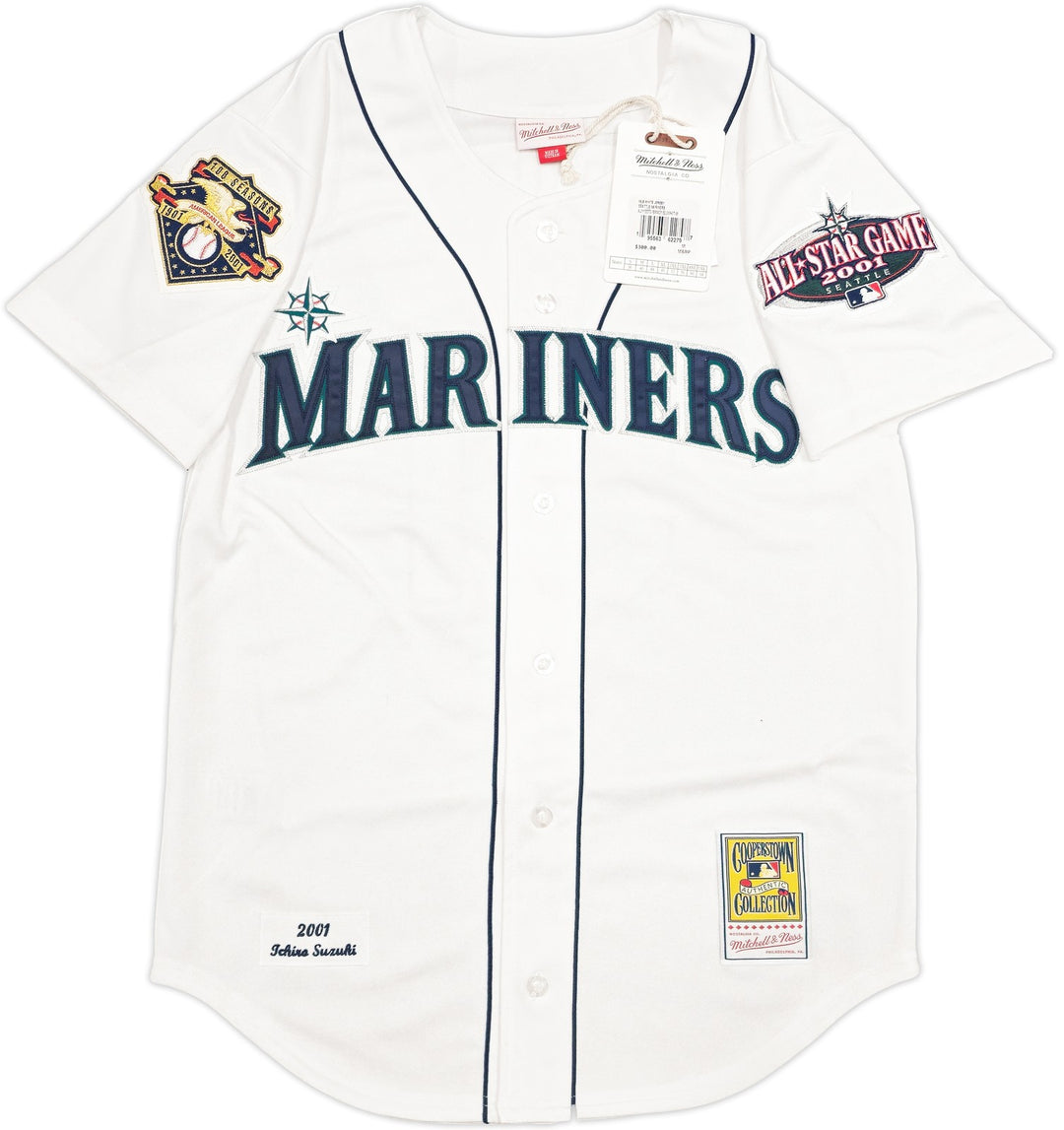 Mariners Ichiro Suzuki Auto White Mitchell Ness 01 ASG Rookie Jersey HOF 25 BAS