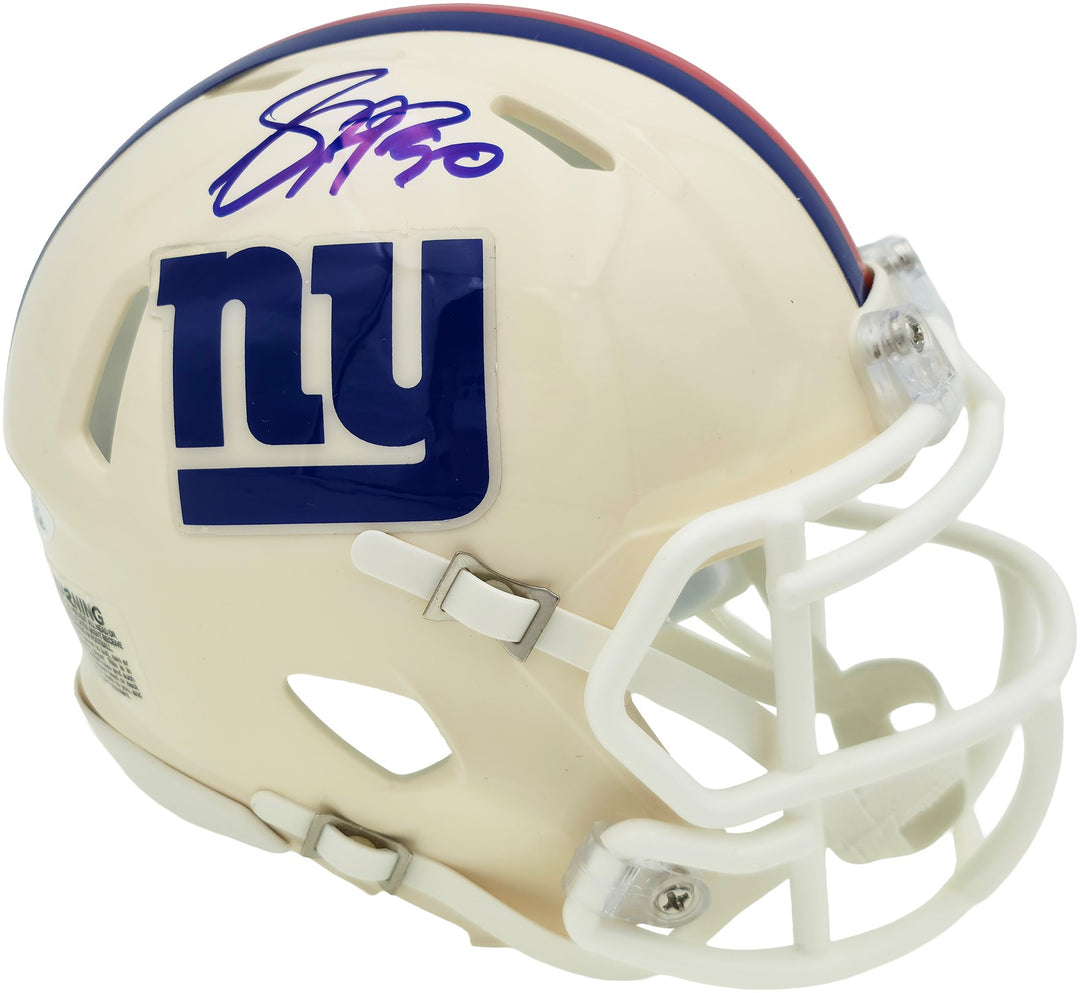 Jason Pierre-Paul Signed Giants Cream Retro Speed Mini Helmet JSA Witness