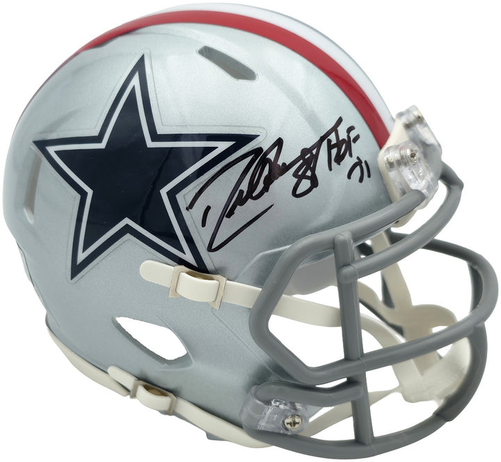 Drew Pearson Auto Cowboys Silver 1976 Throwback Speed Mini Helmet HOF 21 Beckett