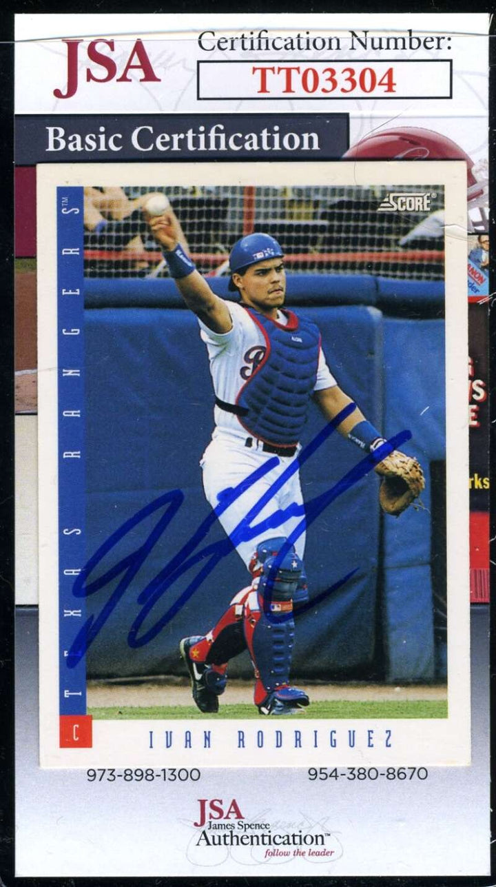 Ivan Rodriguez JSA Coa Autograph 1993 Score Signed