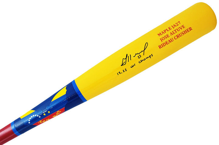 Jose Altuve Auto Yellow Sam Player Model Bat Astros 17 22 WS Champs Beckett Wit