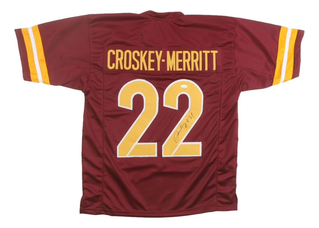 Jacory Croskey-Merritt Washington Signed Burgundy Football Jersey JSA SD