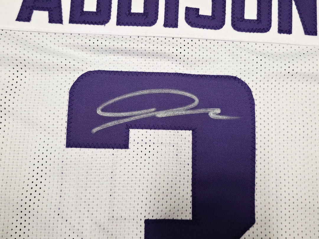 Minnesota Vikings Jordan Addison Signed White Jersey JSA Witness