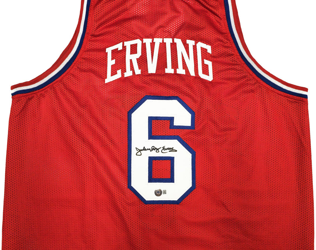 Philadelphia 76ers Julius "Dr. J" Erving Auto Signed Red Jersey Beckett Witness