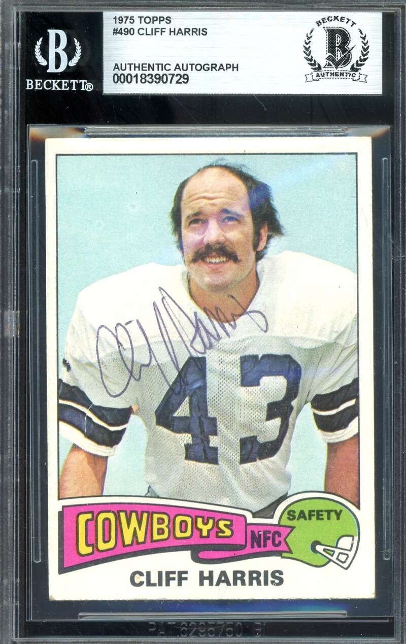 Cliff Harris Beckett BAS Vintage Signed 1975 Topps Rookie Autograph
