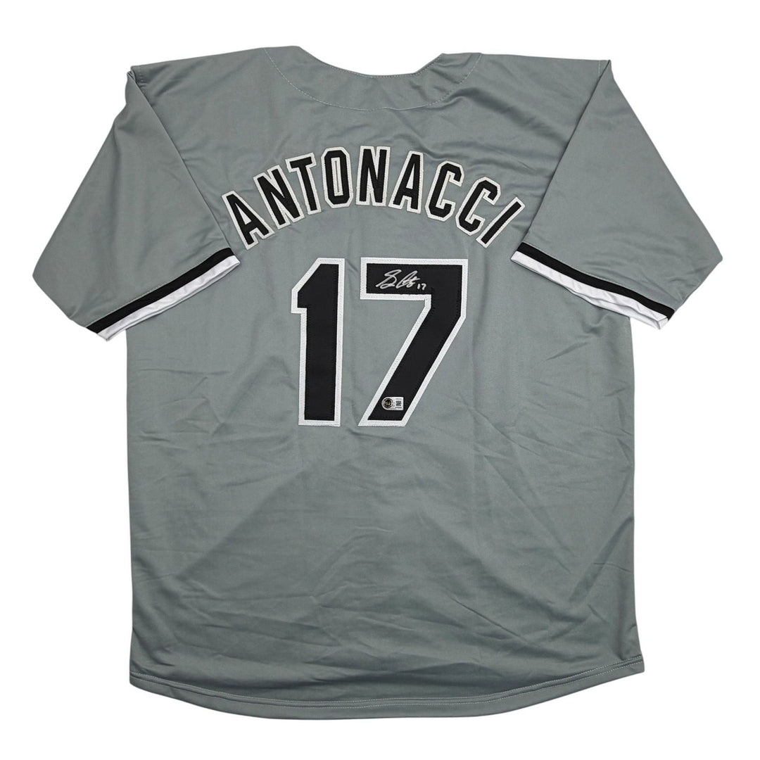 Autographed/Signed Sam Antonacci Chicago Grey Baseball Jersey Beckett COA