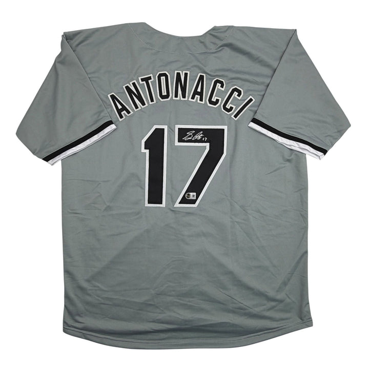 Autographed/Signed Sam Antonacci Chicago Grey Baseball Jersey Beckett COA