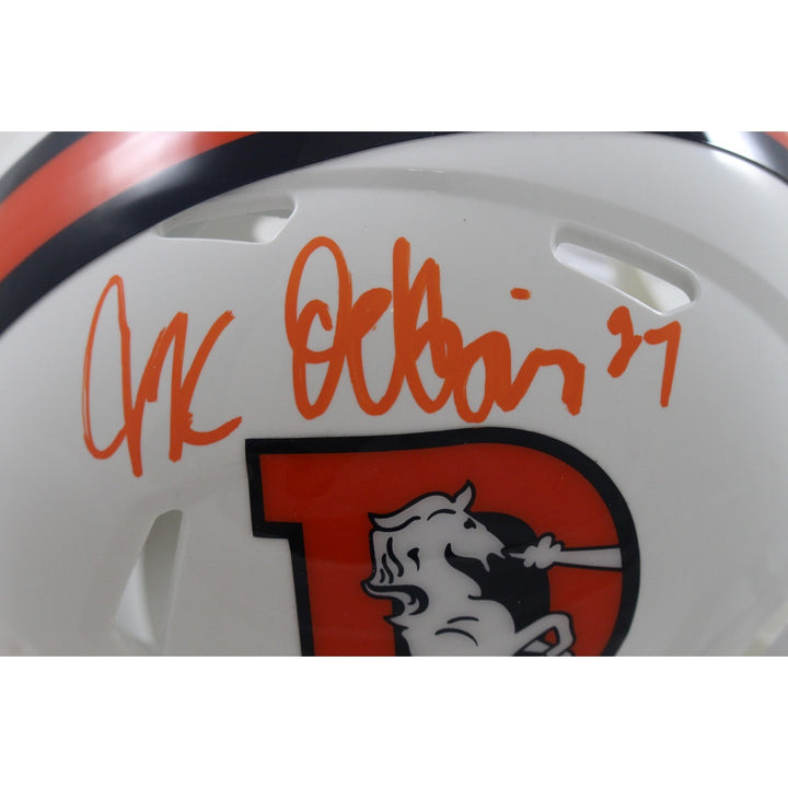 JK Dobbins Autogrraphed/Signed Denver Broncos 23 Alt Mini Helmet JSA 57174