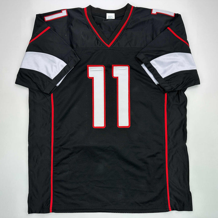 Facsimile Autographed Larry Fitzgerald Arizona Black Reprint Jersey Size Mens XL