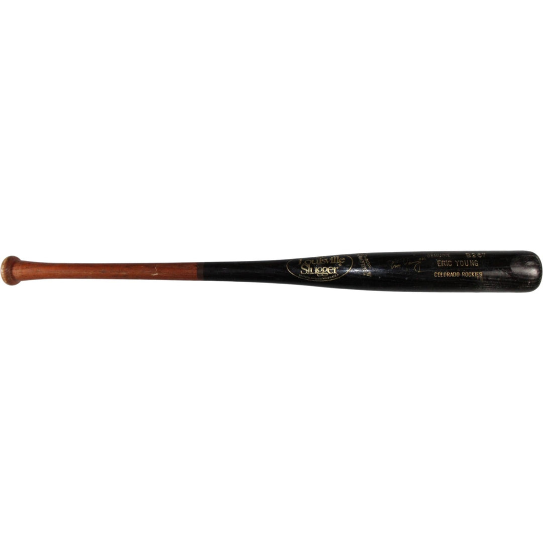Eric Young Signed Colorado Rockies Game Used Louisville Slugger Broken Bat 53928