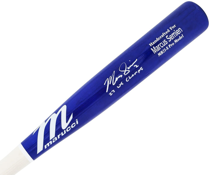 Marcus Semien Auto Blue Marucci Player Model Bat Rangers 23 WS Champ Beckett