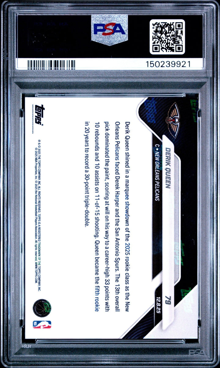 Graded 2025 Topps Now Derik Queen #79 Orange Foil /25 Rookie RC Card PSA 10 Mint