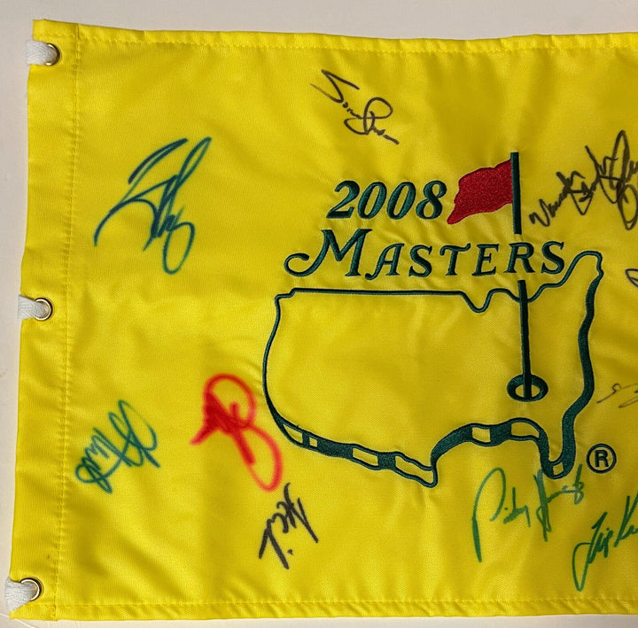 2008 Masters PGA Pin Flag 15 Sigs: Steve Stricker/Cink/Kayayama/Hansen -Beckett