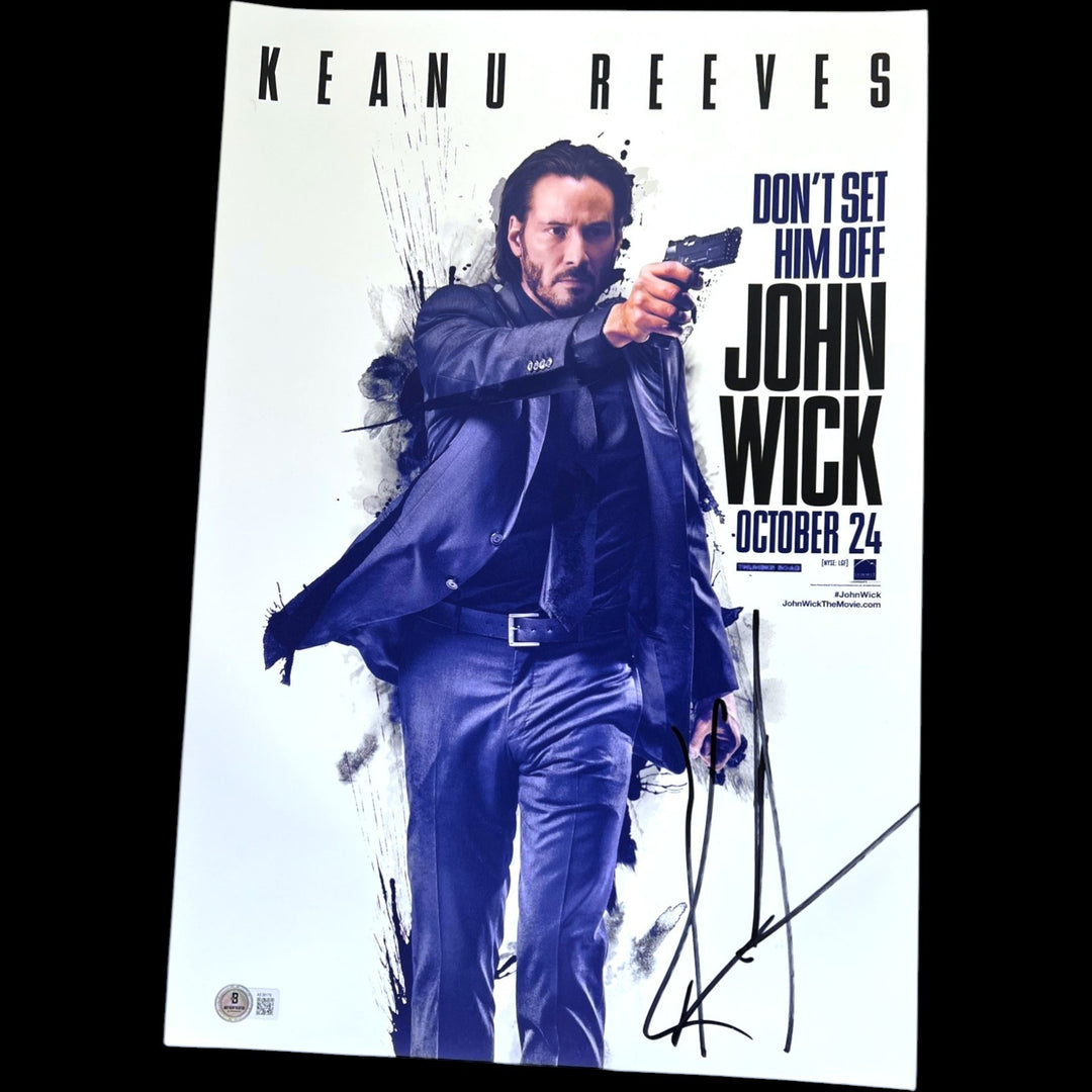 KEANU REEVES SIGNED AUTOGRAPHED JOHN WICK 12X18 MOVIE POSTER PHOTO BAS COA