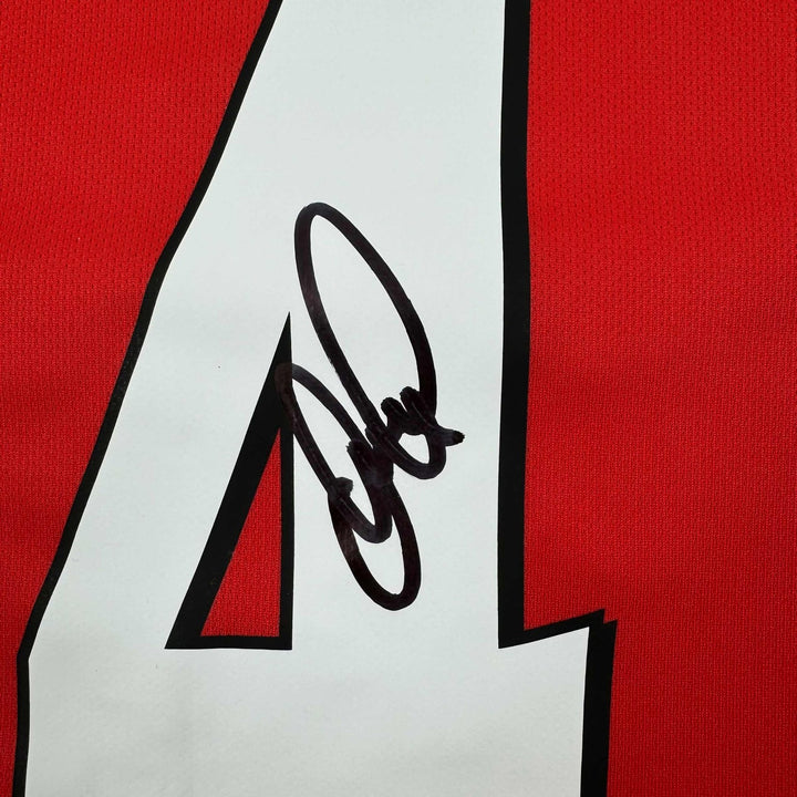 Framed Autographed/Signed Patrick Vieira 35x39 Arsenal Red Jersey BAS COA