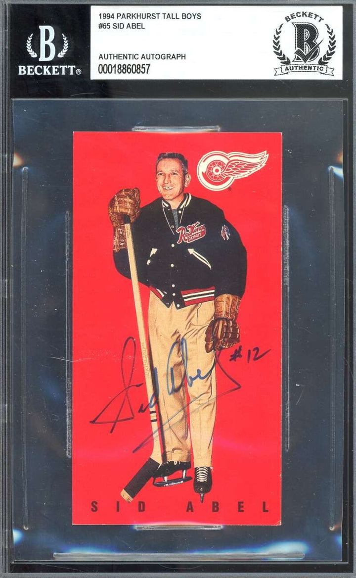 Sid Abel Beckett BAS Signed 1994 Parkhurst Tall Boys Autographed