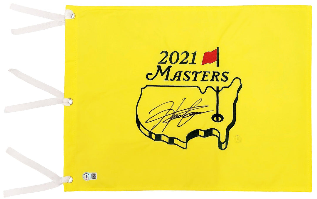 Hideki Matsuyama Signed Yellow 2021 Masters Golf Pin Flag Beckett