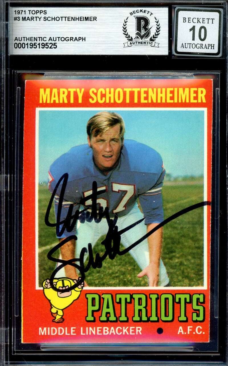 Marty Schottenheimer Gem Mint 10 Beckett BAS Signed 1971 Topps Rookie Autograph