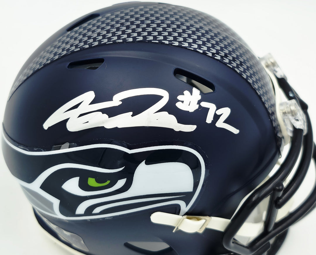 Abraham Abe Lucas Signed Seahawks Blue SB LX Champions Logo Speed Mini Helmet