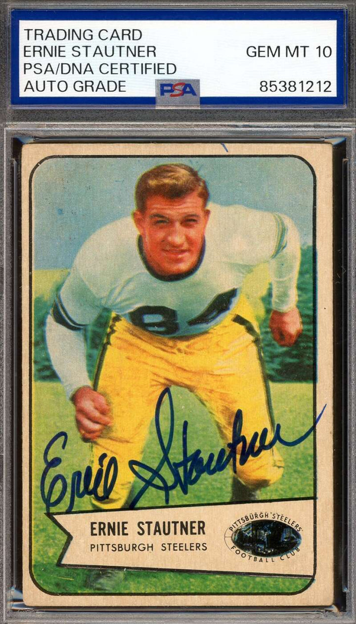 Ernie Stautner Gem Mint 10 PSA DNA Signed 1954 Bowman Autograph