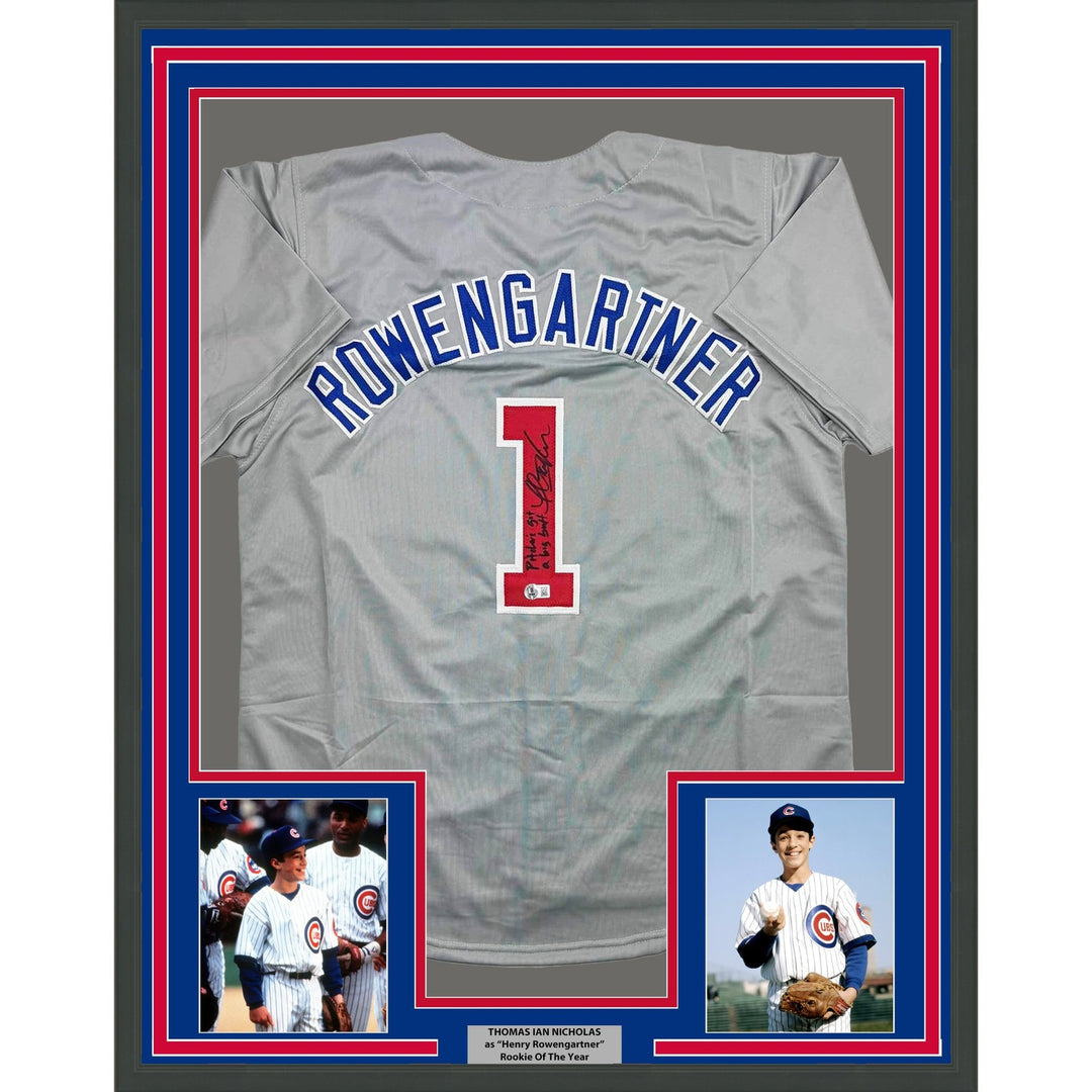 Framed Autographed/Signed Thomas Ian Nicholas 35x39 Chicago Grey Jersey COA