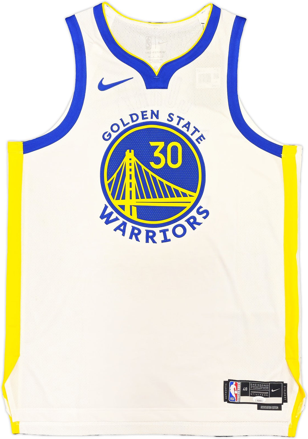 Warriors Stephen Curry Auto White Nike Association Edition Jersey Size 48+2 JSA