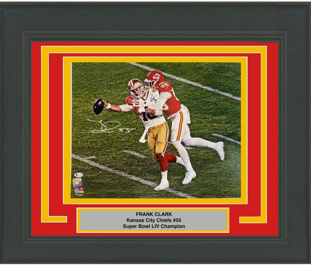 FRAMED Autographed/Signed FRANK CLARK Super Bowl LIV Sack 16x20 Photo BAS COA