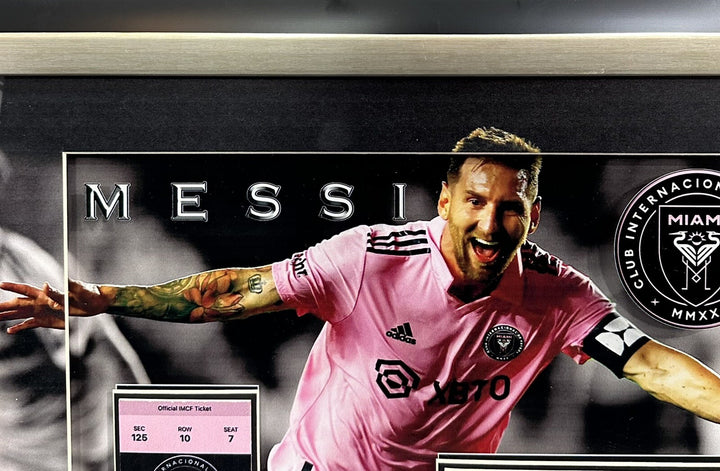 Lionel Messi Framed 3D Photo Facsimile Auto Inter Miami 1st Game Replica Ticket
