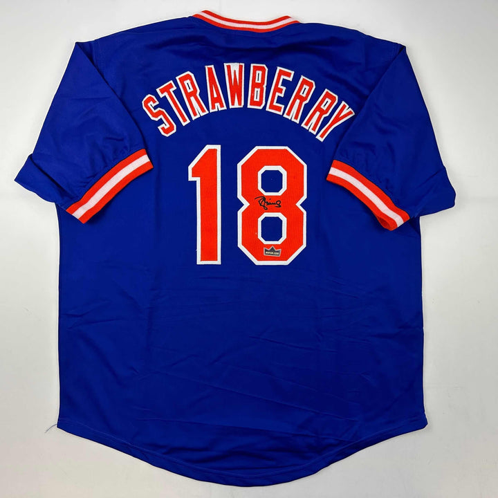 Facsimile Autographed Darryl Strawberry New York Blue Reprint Jersey Size Men XL