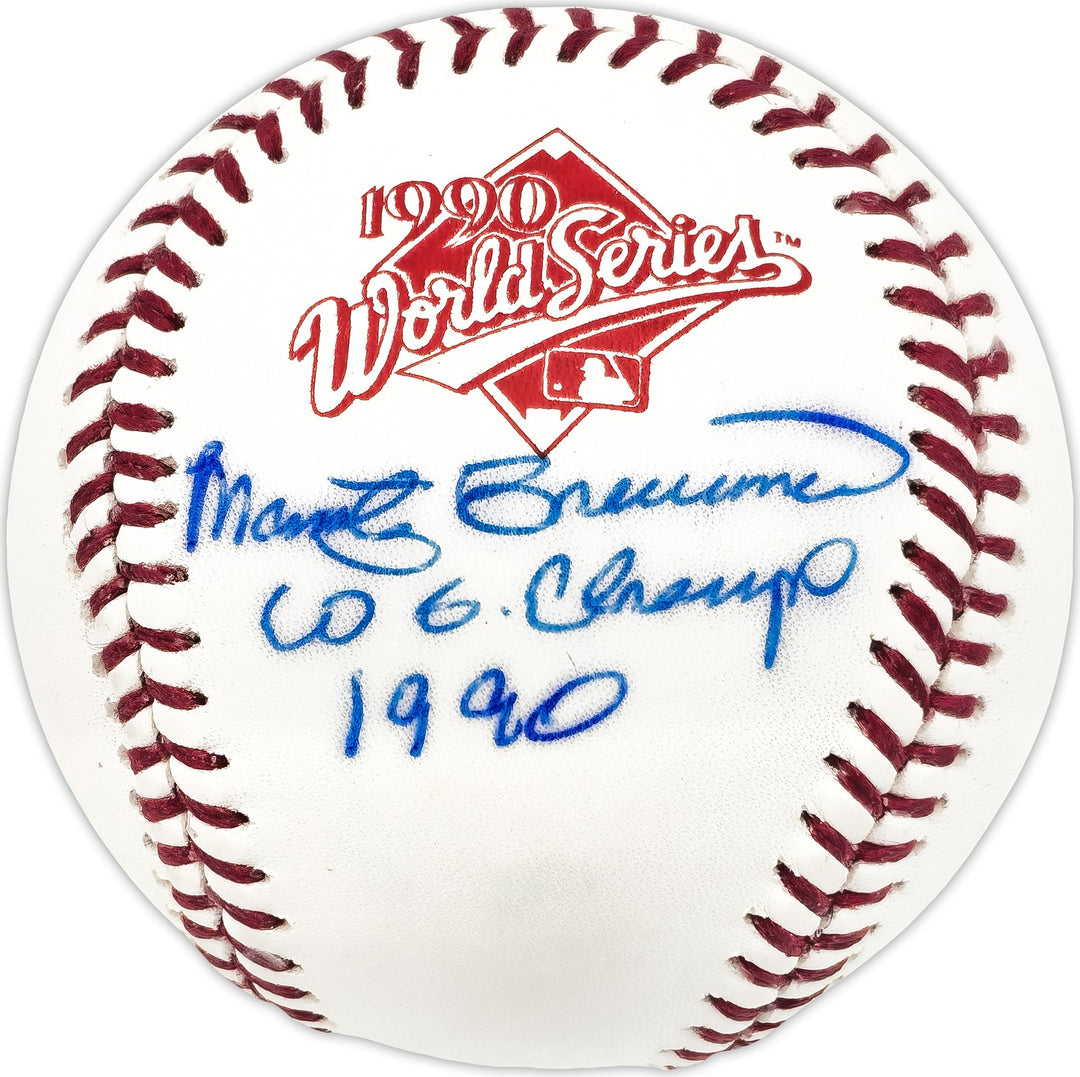 Marty Brennaman Auto 1990 WS Logo MLB Baseball Reds WS Champs 1990 JSA CC21745