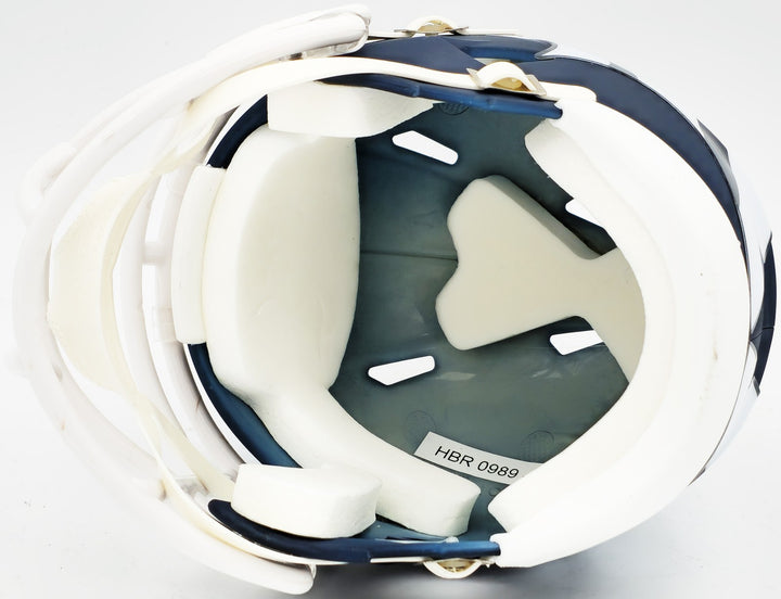 Russell Wilson Signed Denver Broncos AMP Blue Speed Mini Helmet Fanatics Holo