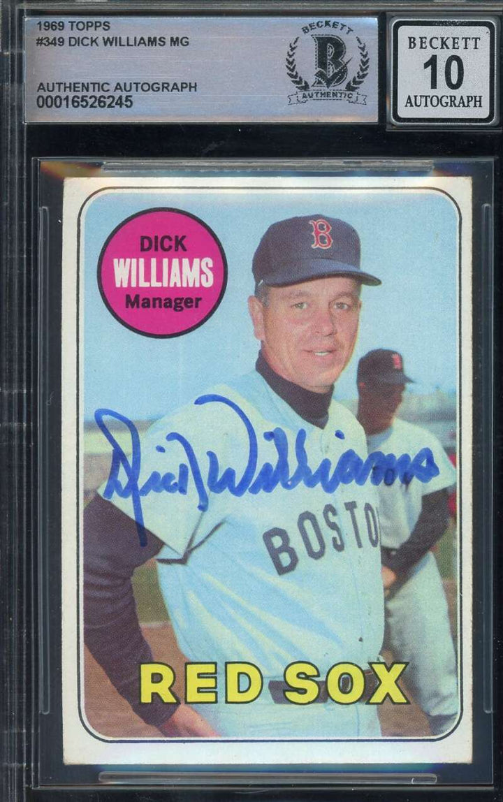 Dick Williams Gem Mint 10 Beckett BAS Signed 1969 Topps Autograph