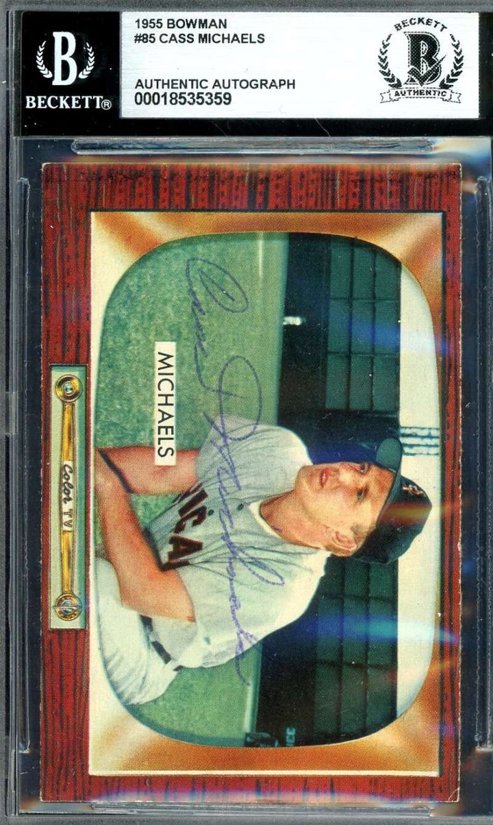 Cass Michaels Beckett BAS Signed 1955 Bowman Autograph