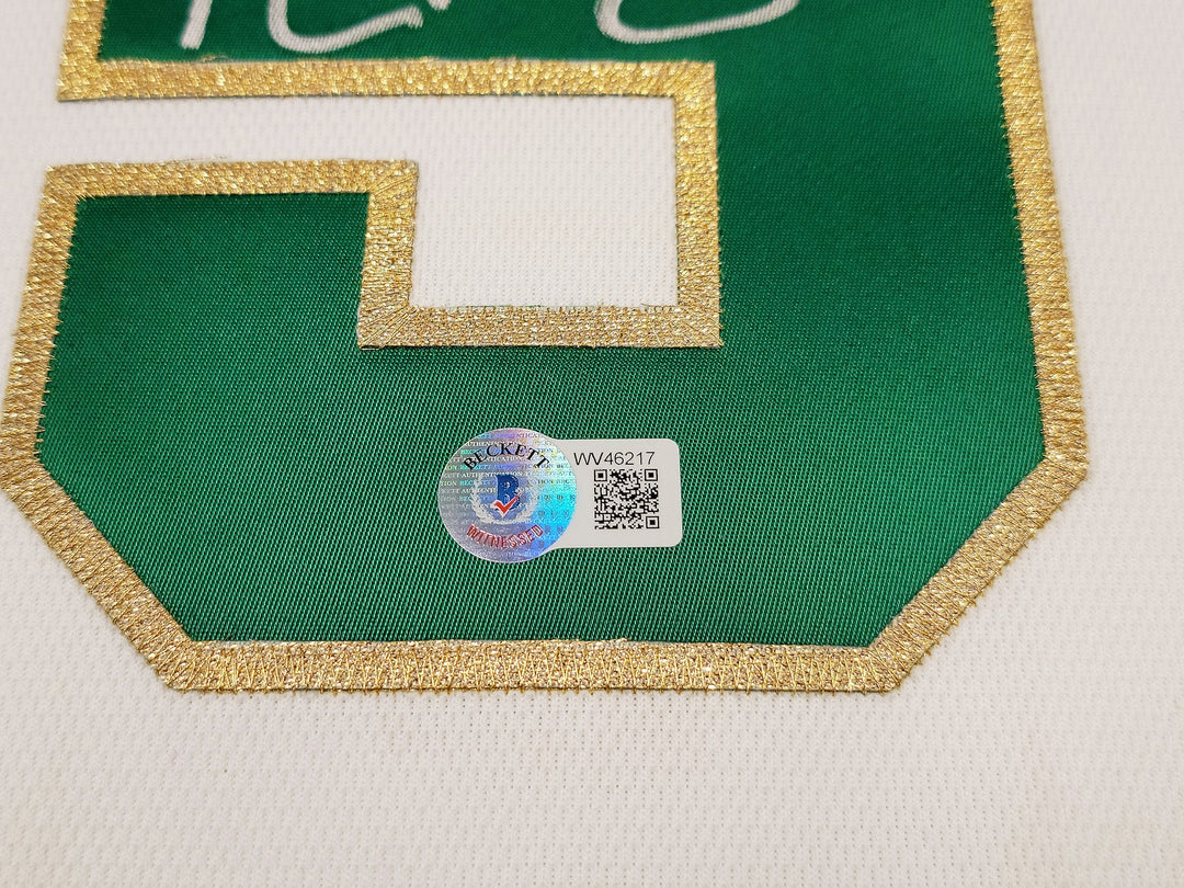 Boston Celtics Kevin Garnett Signed White & Gold Mitchell & Ness Hardwood