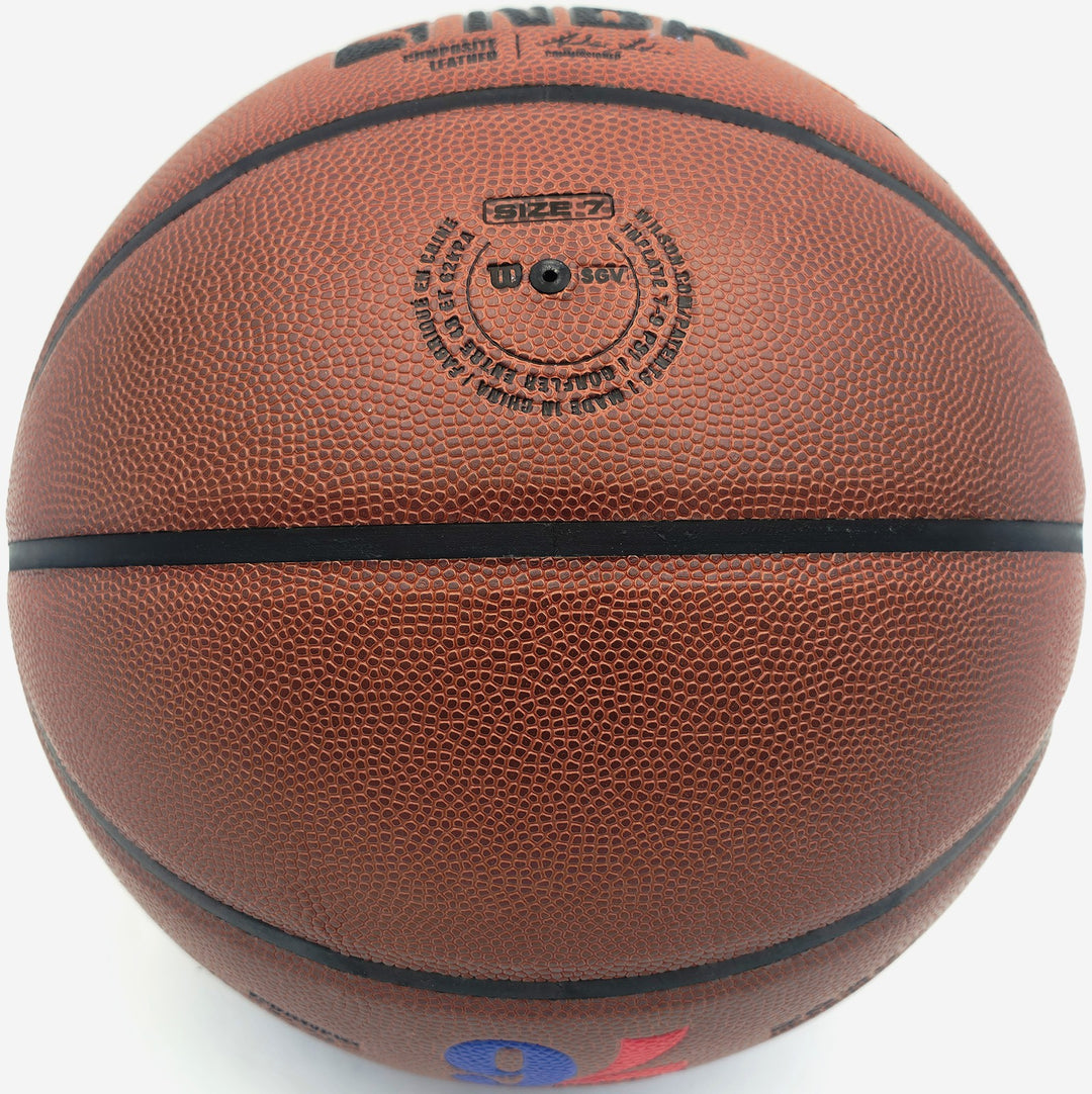 Allen Iverson Auto Composite Leather Basketball 76ers Logo (Smudged) Beckett Wit