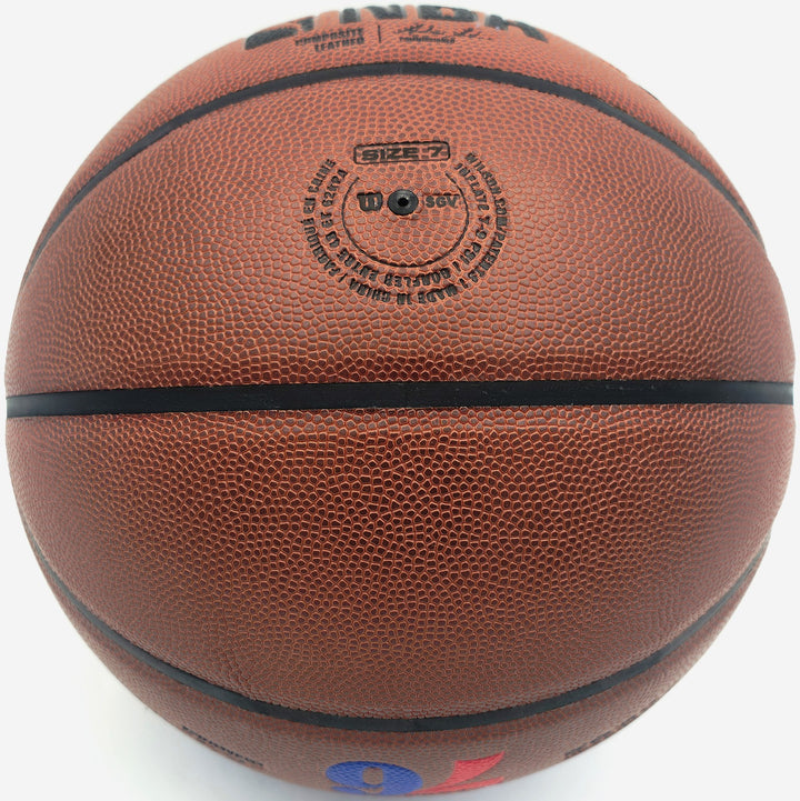 Allen Iverson Auto Composite Leather Basketball 76ers Logo (Smudged) Beckett Wit