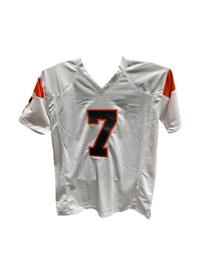 Boomer Esiason Autographed/Signed Pro Style White Jersey Beckett 40426