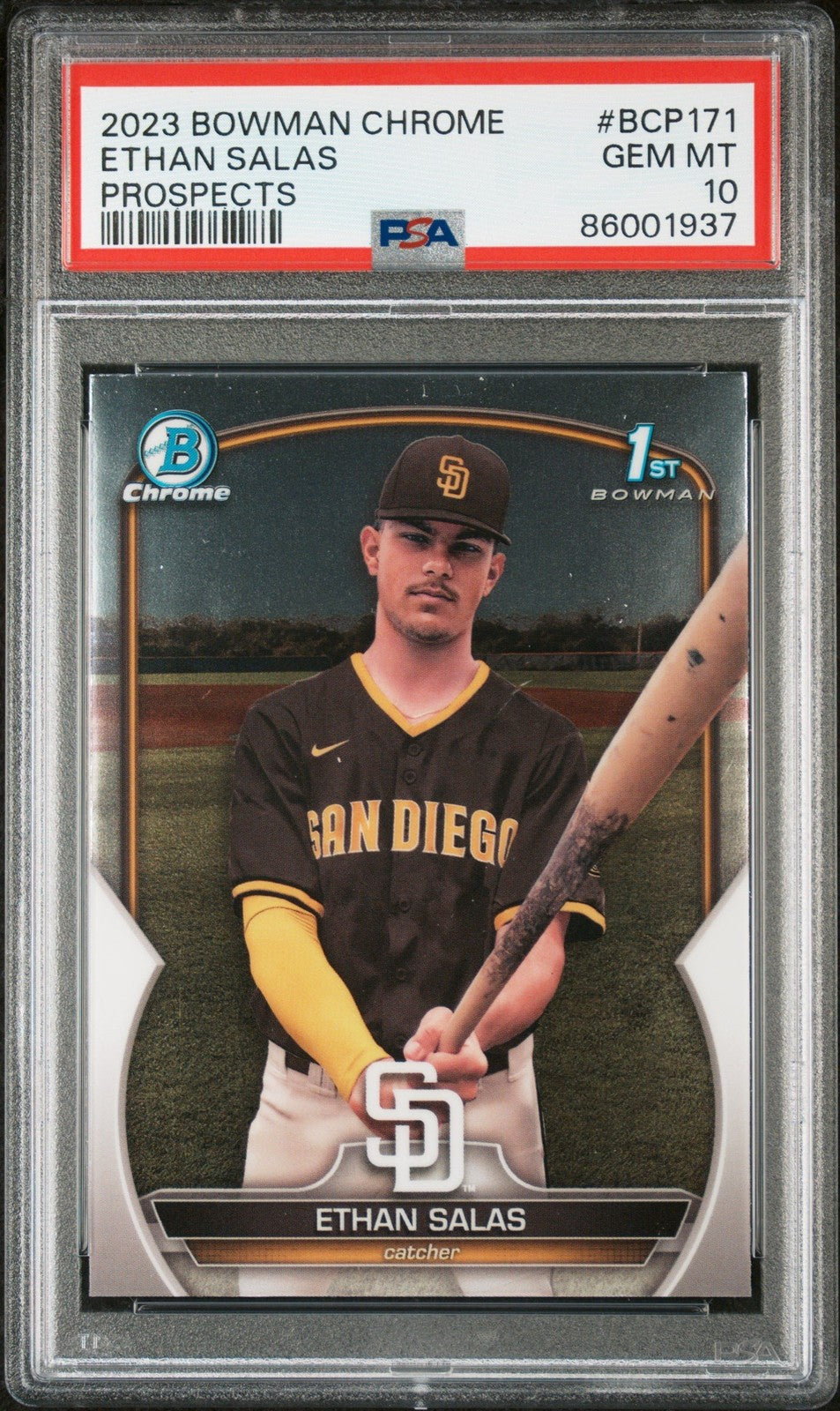 Graded 2023 Bowman Chrome Ethan Salas #BCP171 Prospects RC Card PSA 10