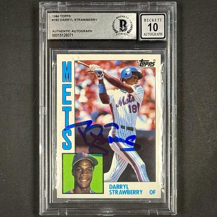 Darryl Strawberry signed 1984 Topps #182 Mets RC rookie card BAS BGS 10 Auto
