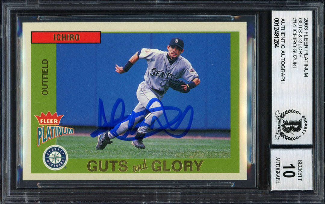 Ichiro Suzuki Signed 2003 Fleer Platinum Guts and Glory Card 14 Auto 10 Beckett