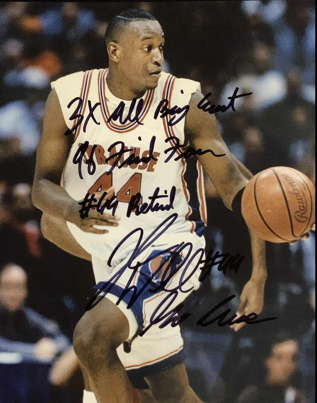 John Wallace Syracuse Knicks 8x10 Signed 4 Stat Photo Framed #44 Pic Auto Coa