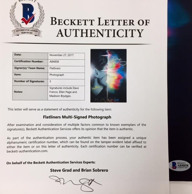 FLATLINERS Autograph Cast Signed 11x14 Photo * Beckett BAS COA LOA Ellen Page +2