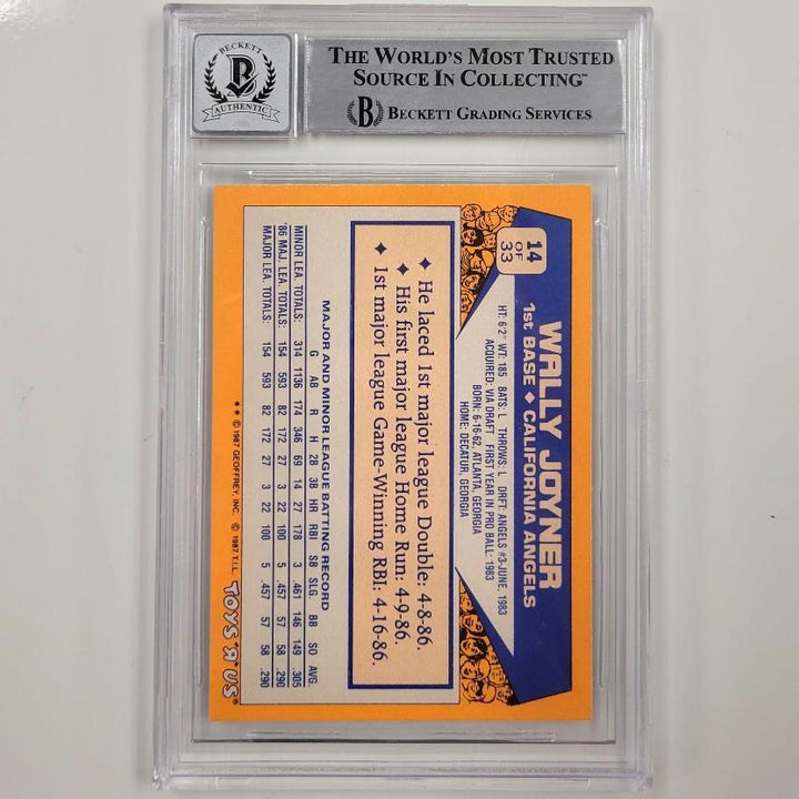 Wally Joyner autograph signed 1987 Toys R Us RC rookie card BAS BGS 10 auto