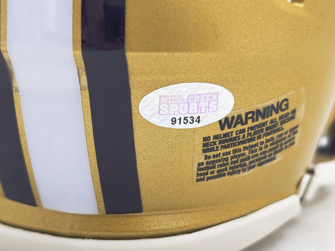 Jalen McMillan Auto Signed Washington Huskies Gold Speed Mini Helmet MCS Holo