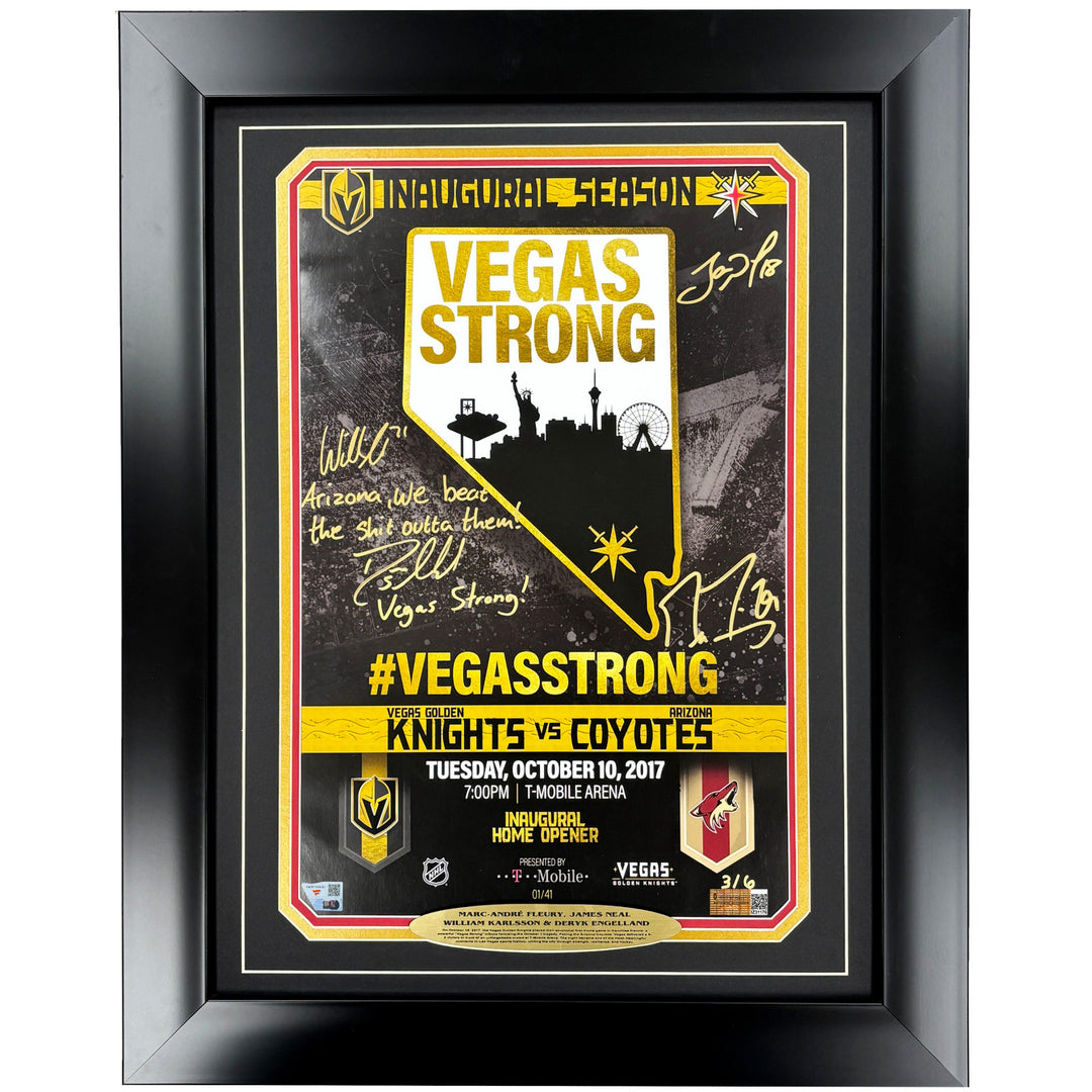 Marc-Andre Fleury Neal Karlsson Engelland Signed 1st Poster 2017 Vegas Knights