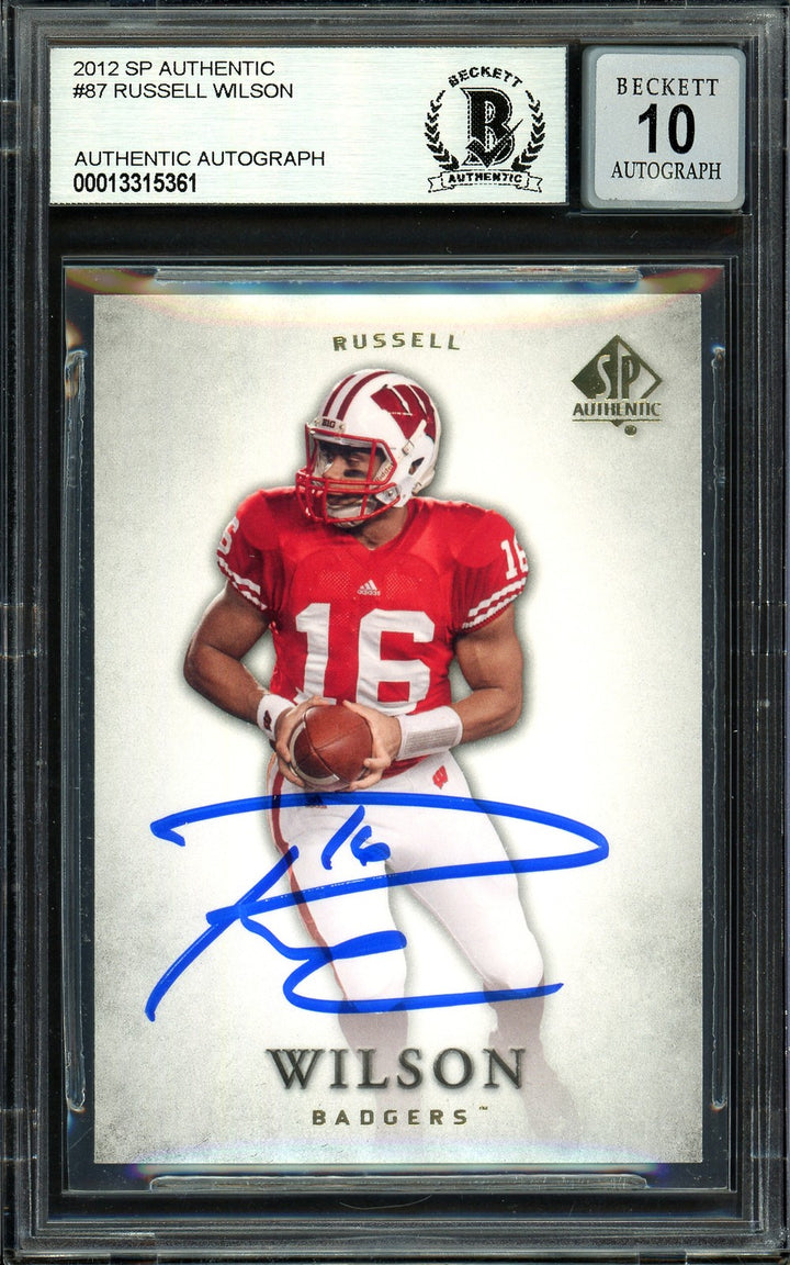 Russell Wilson Auto Signed 2012 SP Authentic RC 87 Seahawks Auto GM 10 Beckett