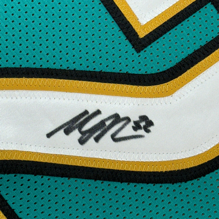 Framed Autographed/Signed Maurice Jones-Drew 35x39 Teal Jersey Beckett COA