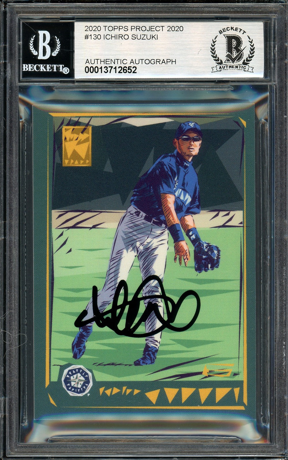 Ichiro Suzuki Auto Topps Project 2020 Naturel Card 130 Sig 10 Black #5/5 Beckett